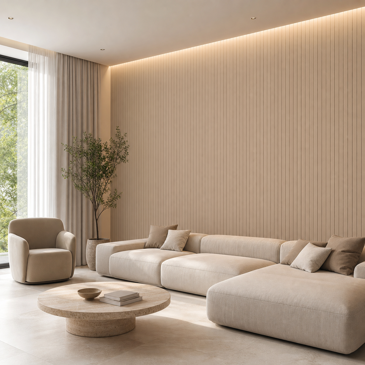 Стеновая панель Ultrawood Next WPC 002 LT 2900×118×11 фото в интерьере